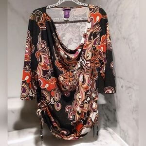 Beverly Drive Black Red Paisley Gold Metallic Womans 1x Glam Fairygoth Goth